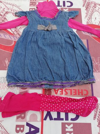 Ensemble 24 mois robe en jean collants et sous pull