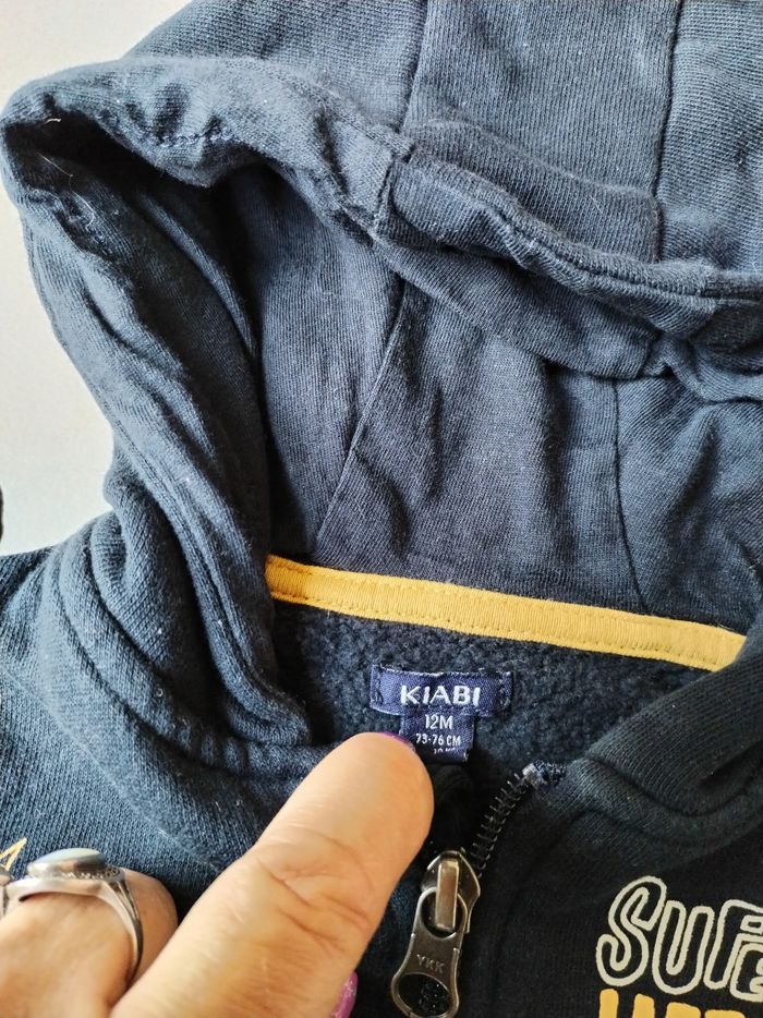 Sweat à capuche Kiabi, taille 12 mois - photo numéro 3
