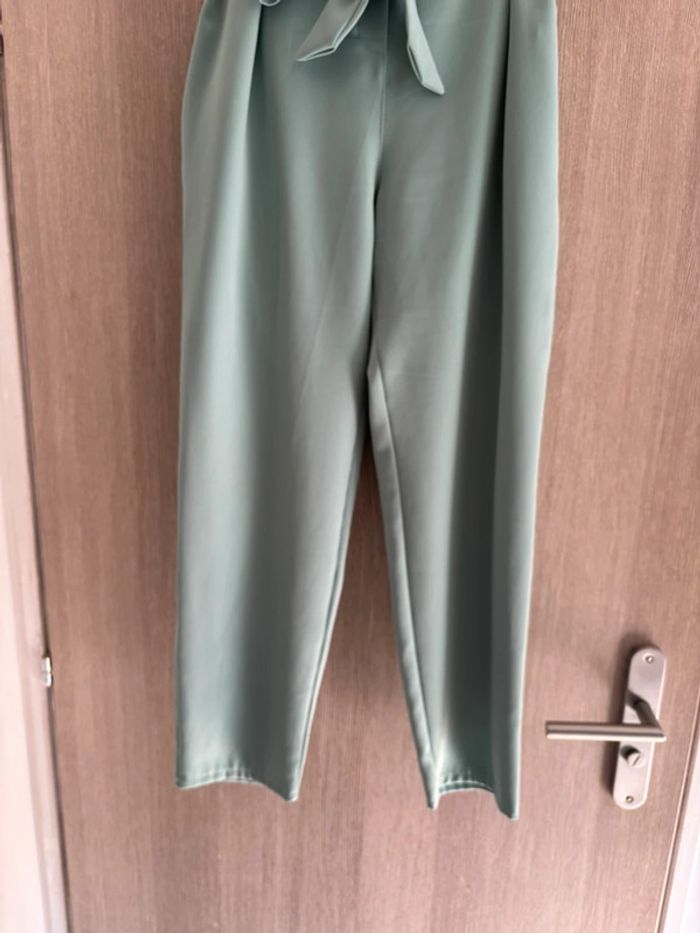 Pantalon 7/8 eme taille haute vert d’eau - Juste elles - T42 - photo numéro 3