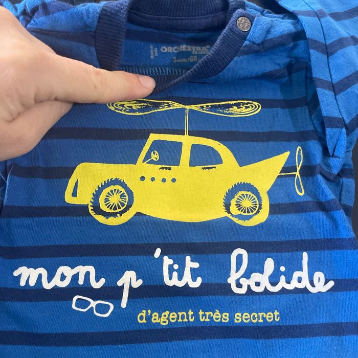 2 t-shirts longues manches 60 cm 3 mois - photo numéro 2