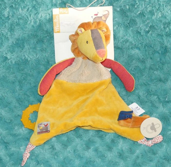 Doudou plat lion papoum Moulin roty jaune 🦁 Neuf