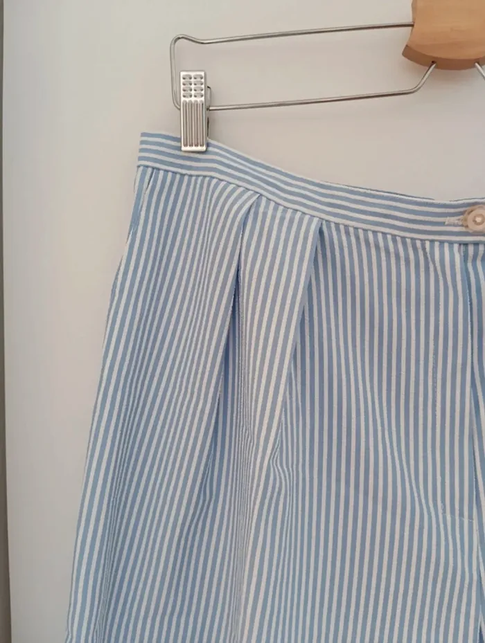 Bermuda vintage fluide rayures Bleu/blanc - photo numéro 3