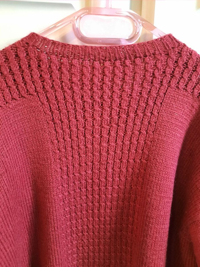 Pull tricoté main lie de vin L/XL - photo numéro 5