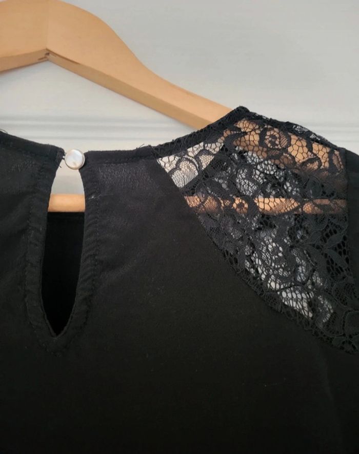 Blouse manches courtes femme avec dentelles manches noir xs - photo numéro 4