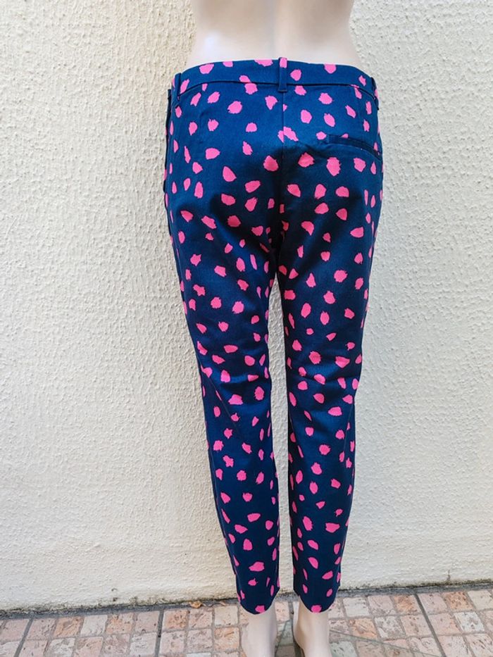 Pantacourt H&M taille basse bleu marine et rose coupe skinny - photo numéro 2