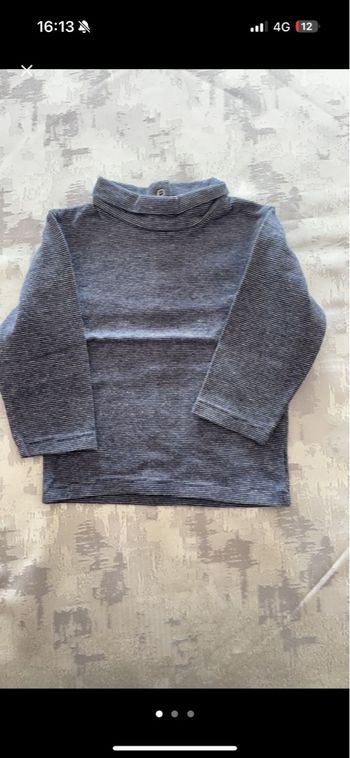 🧶 Pull fin manches longues col roulé 🤍💙 – 12 mois – Kiabi