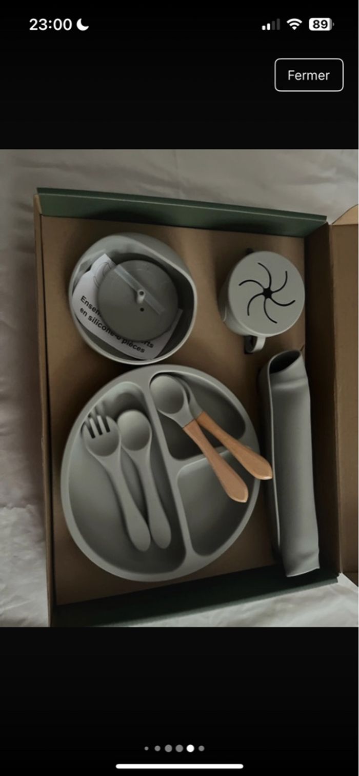 Set de repas en silicone gris  pour enfant 10 pièces - photo numéro 6