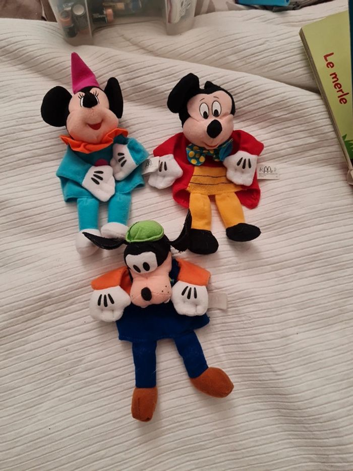 3 marionnettes mickey minnie et dingo disney - photo numéro 3
