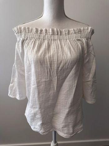 Blouse blanche en gaze de coton Vintage T38 M
