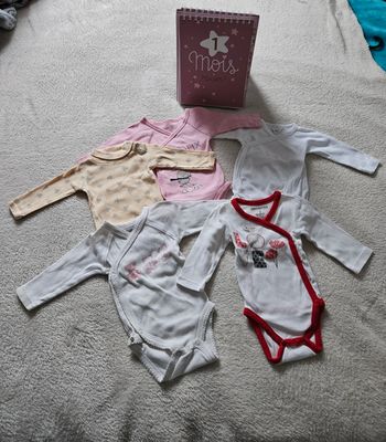 Lot de 5 bodies filles 1 mois