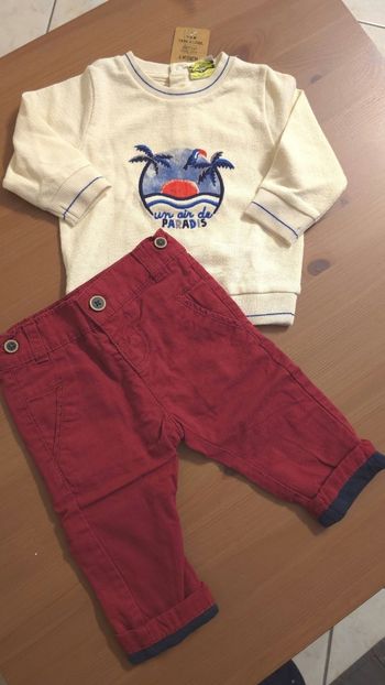 🥰😍💙 Ensemble teeshirt ml et pantalon doublé 6mois garçon 💙😍🥰