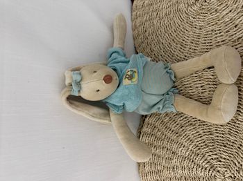 Doudou lapin beige rayé bleu Malo Un Dimanche Au bord de l'eau MOULIN ROTY