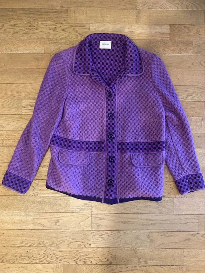 Veste violette laine et mohair Stizzoli taille 48 IT - photo numéro 2