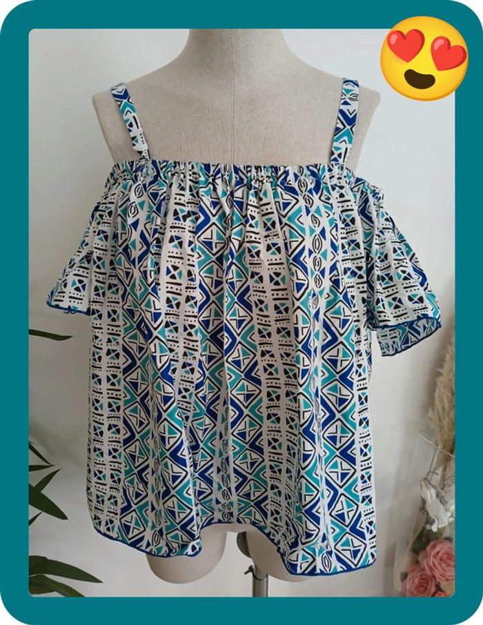 Blouse d'été à motifs Neuve Taille M 🌿💝 - photo numéro 3