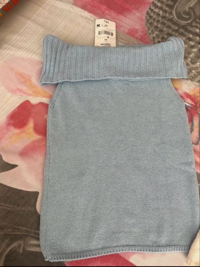 Top bleu ciel et écru - photo numéro 3