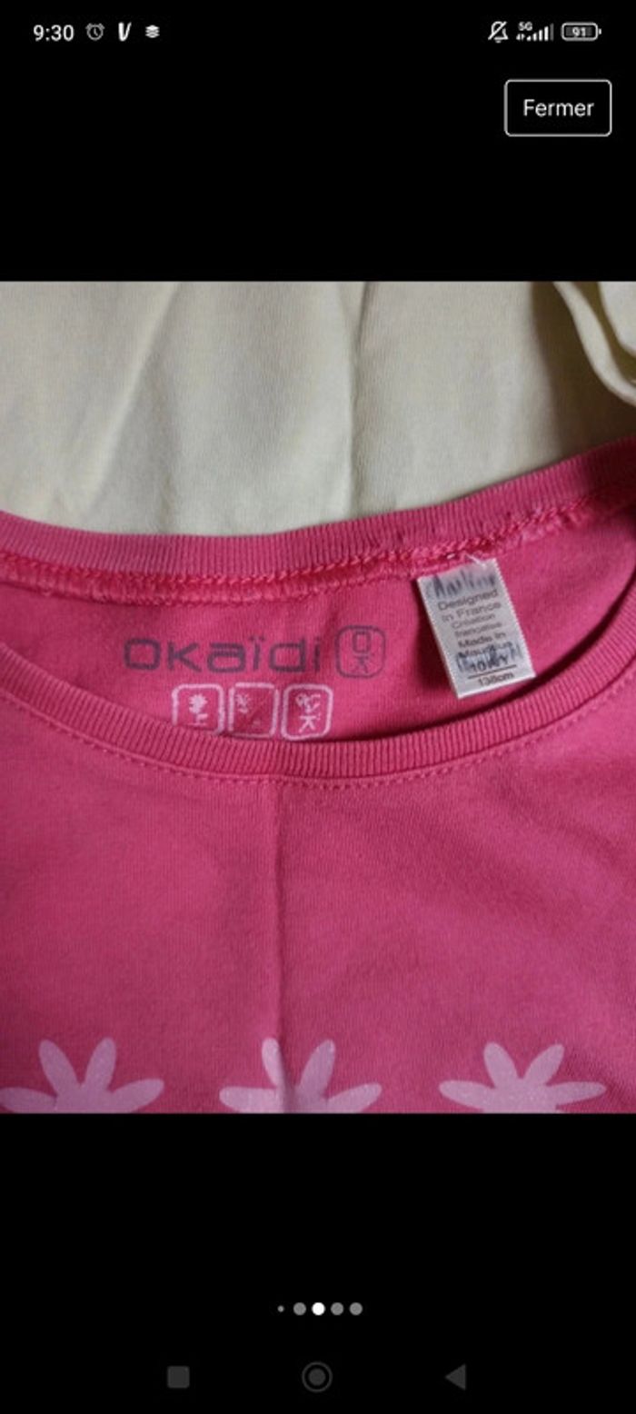 Lot de 3 t-shirts t-shirt violet-gris NKY t-shirt rose Okaïdi t-shirt vert tape à l'oeil 10 ans - photo numéro 6