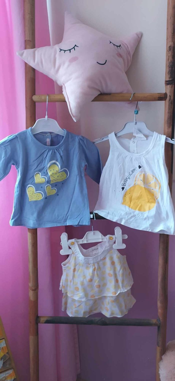 Lot de 3 hauts fille 12 mois