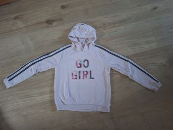 Sweatshirt à capuche rose pâle "Go girl" Okaïdi 12 ans