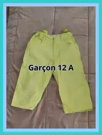 Pantacourt Inextenso auchan jaune fluo garçon 12 ans