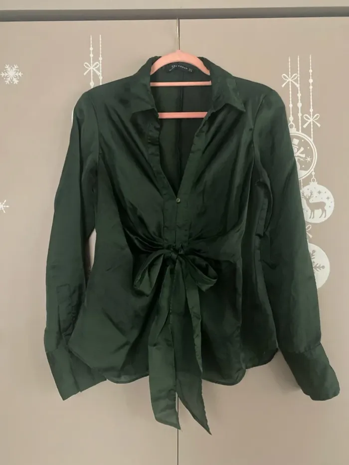 Blouse chemisier verte foncée - Taille M
