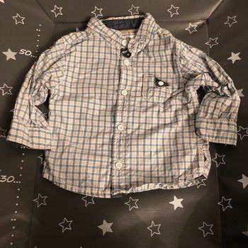 Chemise à carreaux okaidi 3 mois bleu et blanche en très bon état