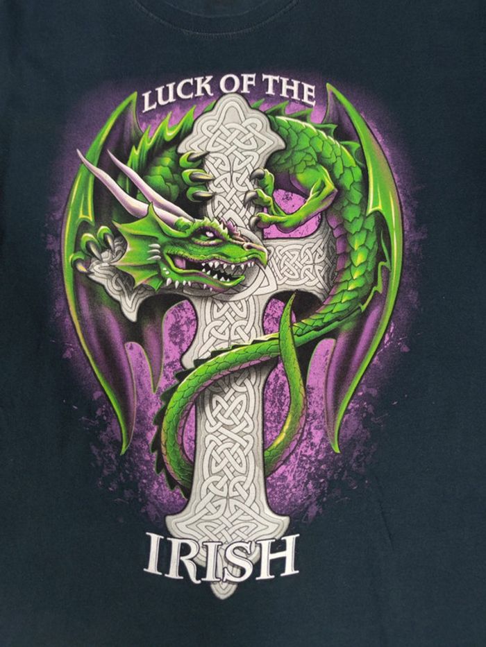 T-shirt Luck Of The Irish Dragon Y2k Noir Taille L Homme - photo numéro 2