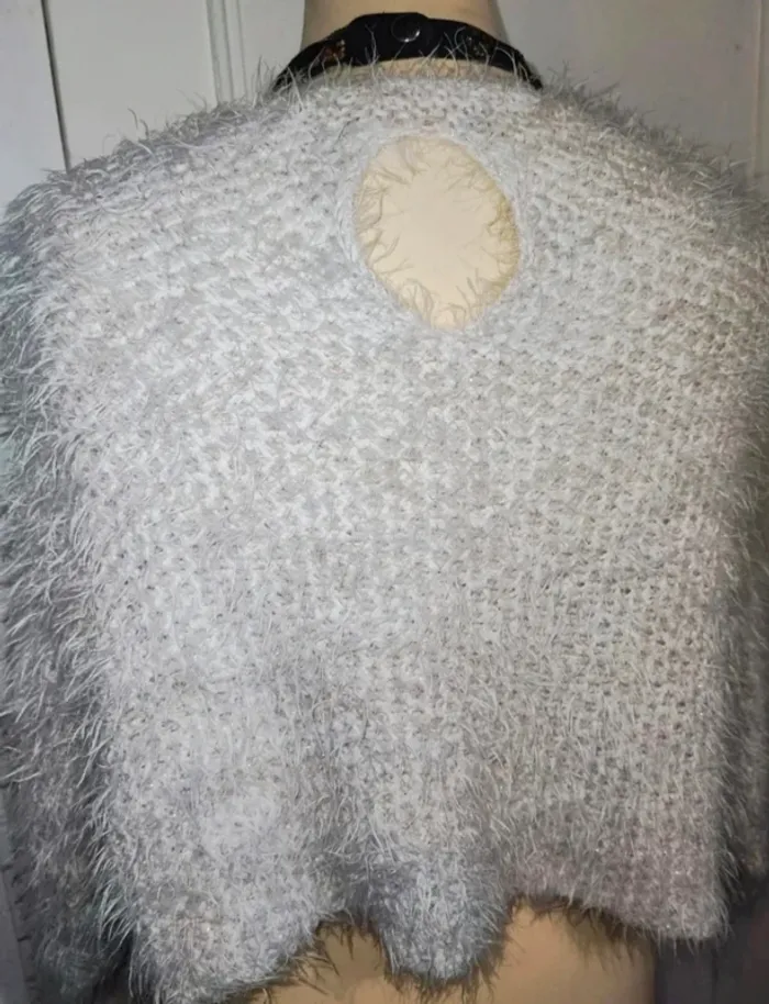 pull doux pilou pilou taille xs 34 blanc rose pailleté - photo numéro 3