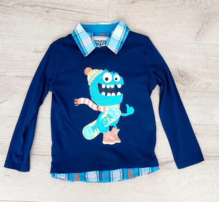 Chemise polo manches longues garçon bleu marine taille 116 6 ans C&A