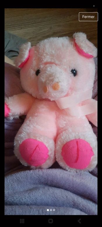 Pelluche cochon rose ancien