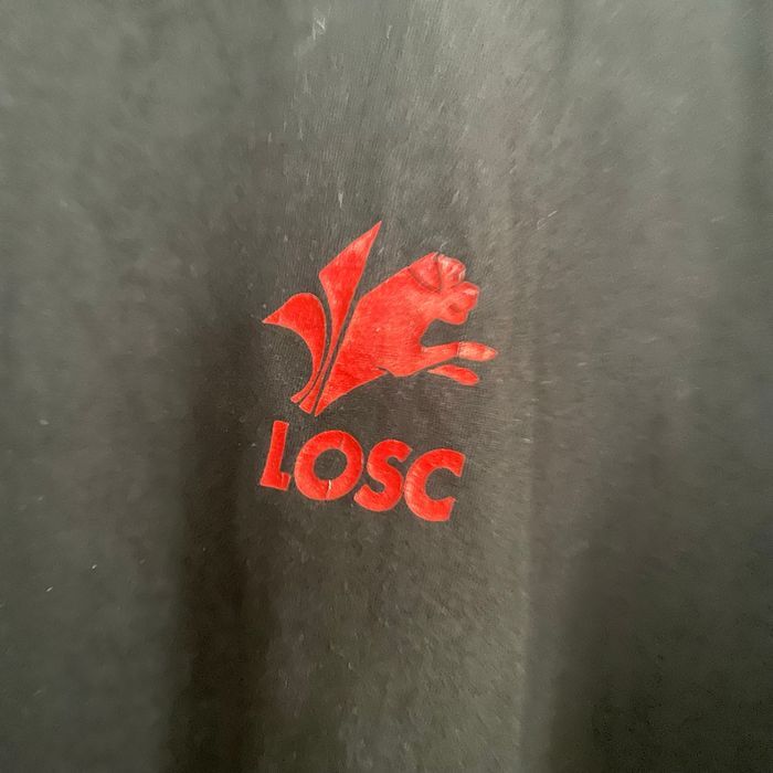 T-shirt noir Losc Uefa Champions League B&C homme coton logo rouge et imprimé dos taille M-L V059 - photo numéro 2