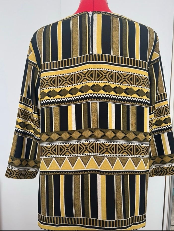 Blouse manches trois quarts jaune et noir imprimé aztèque H&M - photo numéro 5