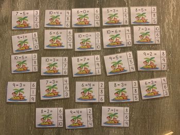 Cartes à pinces, apprendre les soustractions
