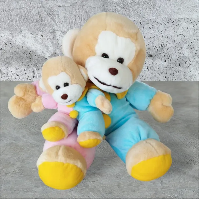 Très belle peluche maman singe avec son bébé Auchan