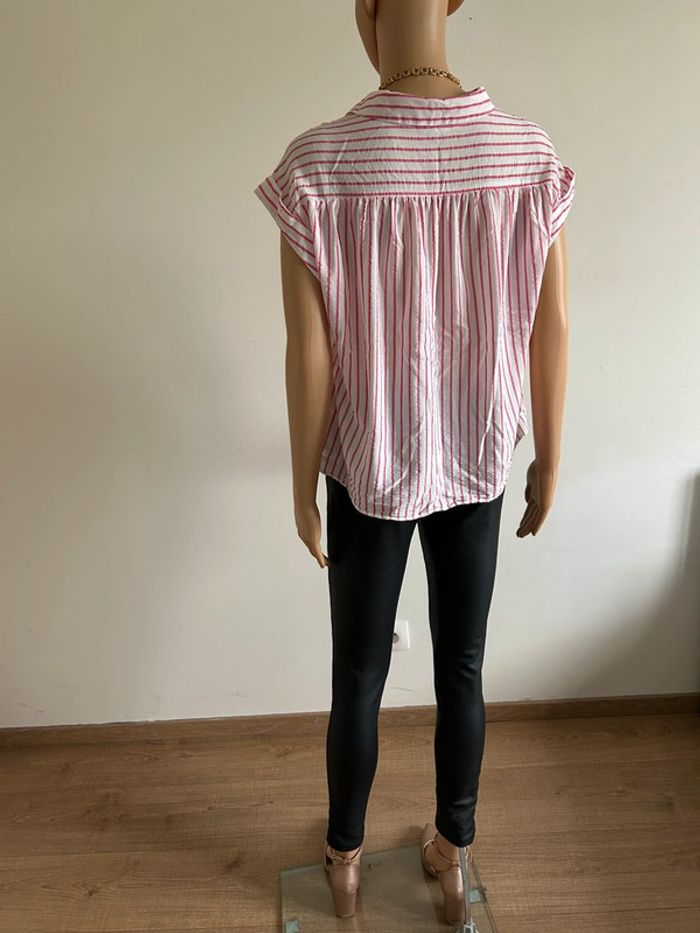 Top court rose et blanc Naf Naf taille 40 jamais porté - photo numéro 10