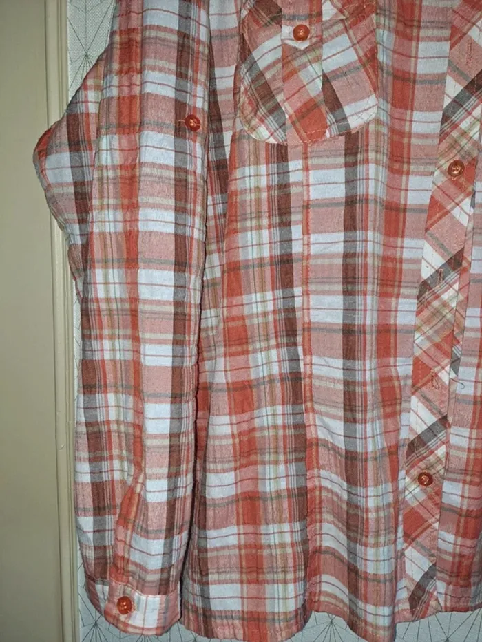 Chemise à carreaux femme oranger tbe comme neuve FD Joseph T5 50/52 - photo numéro 3