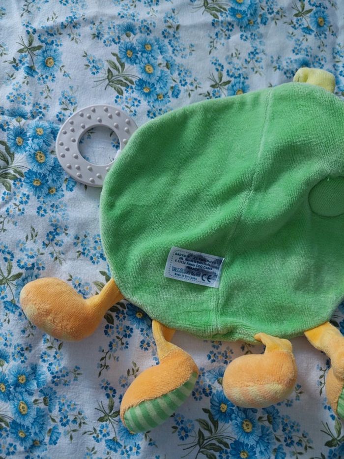 #06 Babysun - doudou rond lapin pois vert et orange - photo numéro 5