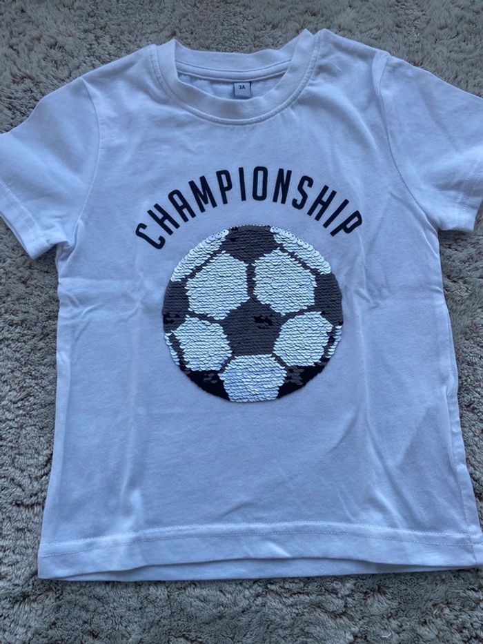 T shirt à sequins ballons de foot 3 ans - photo numéro 5