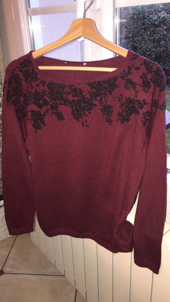Pull camaïeu Bordeaux / noir