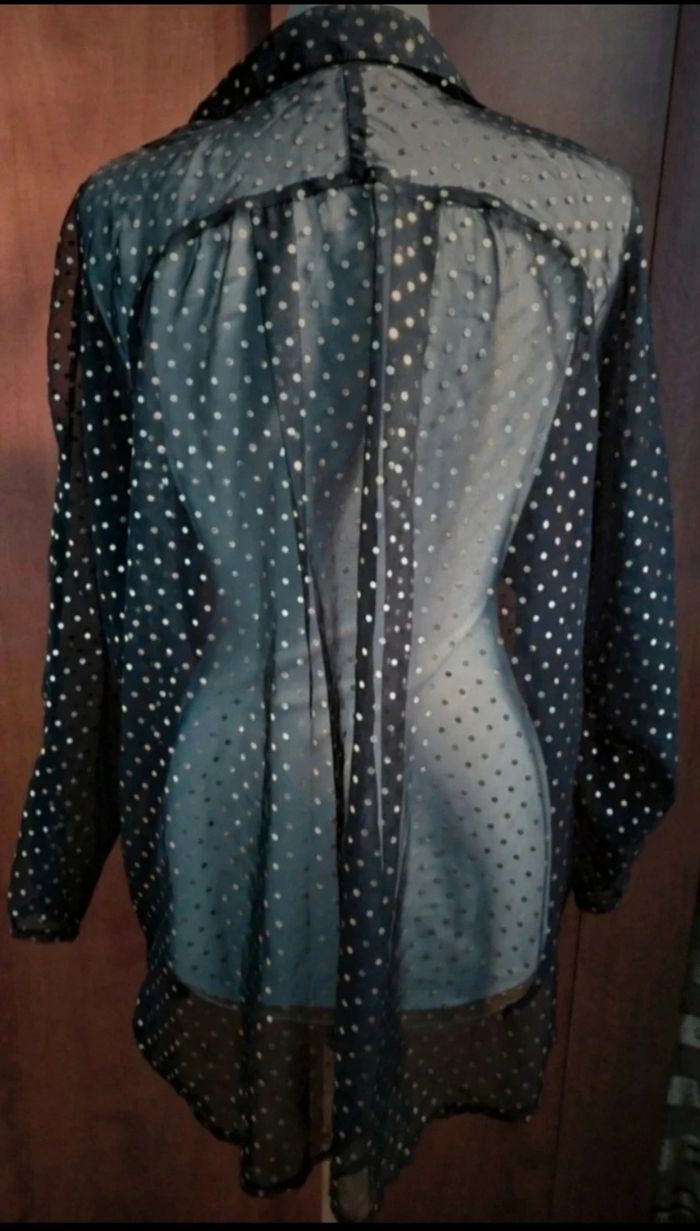 Chemise transparente noir a pois doré 46-48 - photo numéro 4