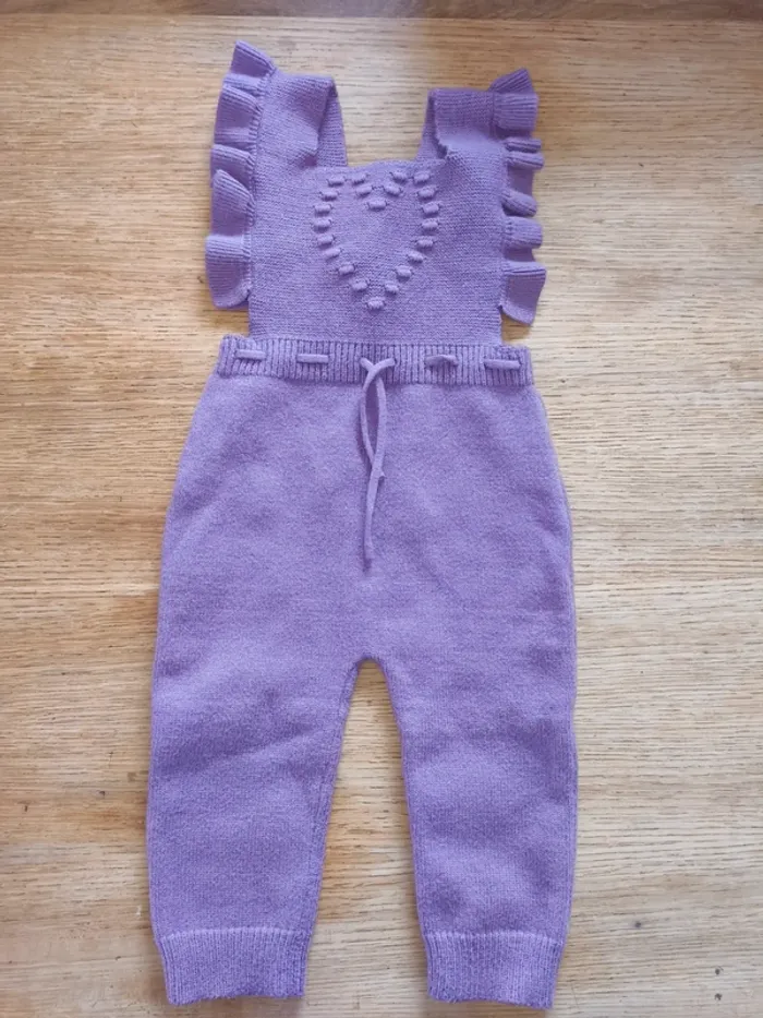 Combinaison violet maille 9 12 mois neuve sans étiquette
