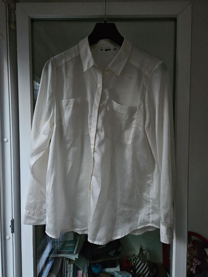Chemise blanche effet satiné vintage taille 40