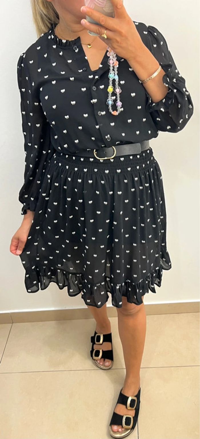 Robe Noire Brodée Maje Taille 40 - photo numéro 3