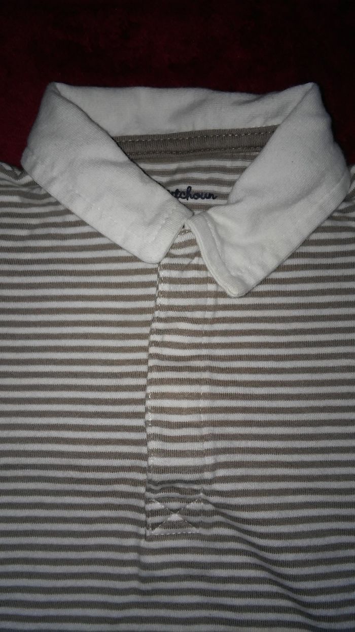 Tee-shirt manches courtes style polo rayé 6 mois garçon Kitchoun - photo numéro 2