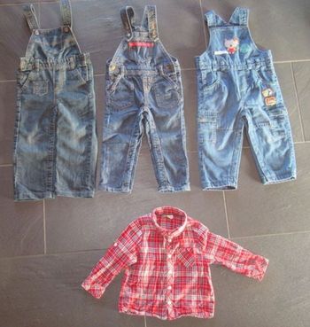 3 Salopettes jean's garçon TAO et Orchestra 18 mois + 1 chemise TAO très bon état