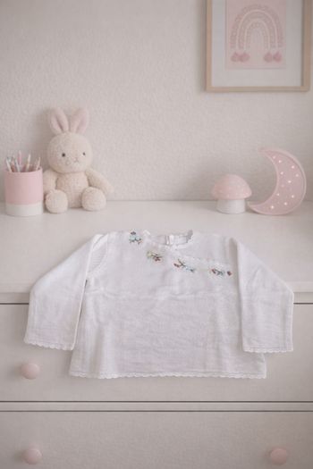 🌸 Superbe Pull Natalys Blanc Brodé - 1 an 🌸