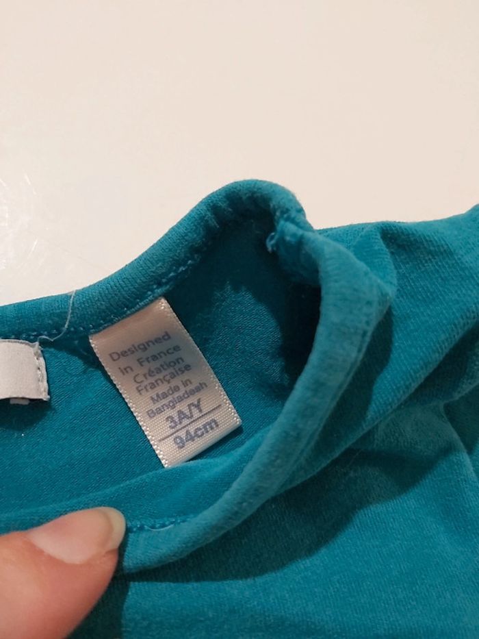 🦋 T-shirt turquoise 3ans - photo numéro 4