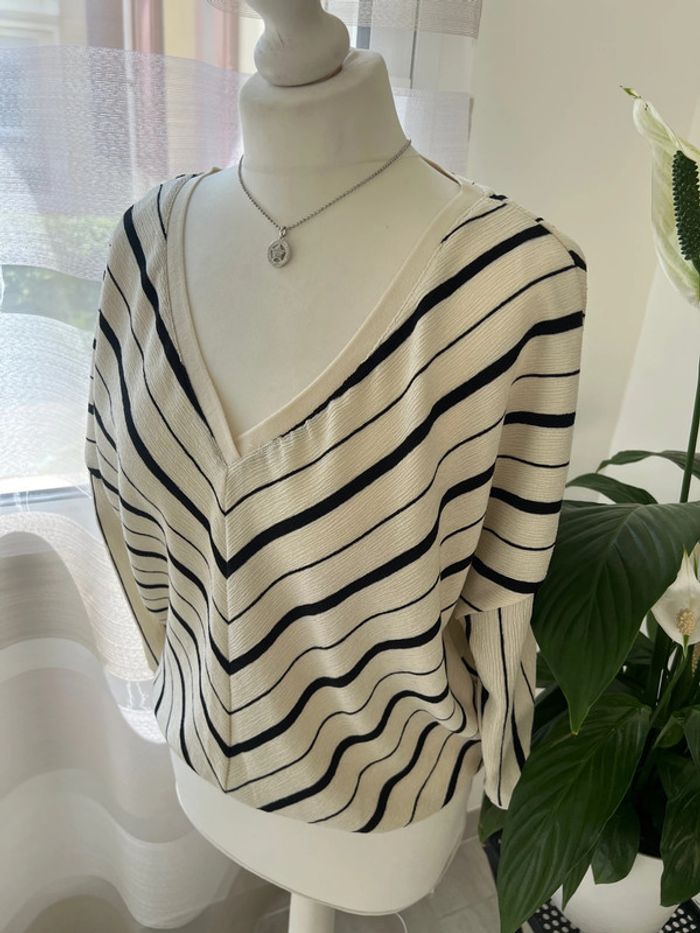 Blouse à rayures manches trois quart - photo numéro 2