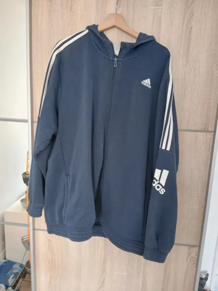Gilet zippé pull sweatAdidas vintage bleu marine XXL