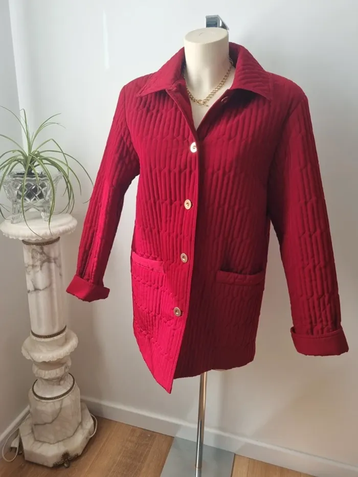 Veste rouge matelassé vintage - photo numéro 3