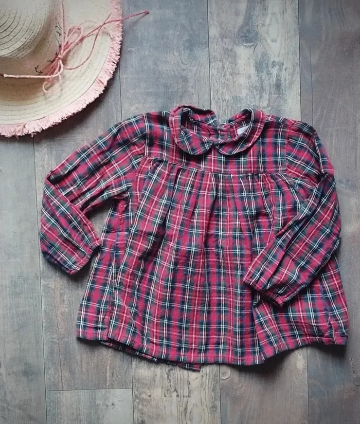 Blouse bout chou fille rouge a carreaux